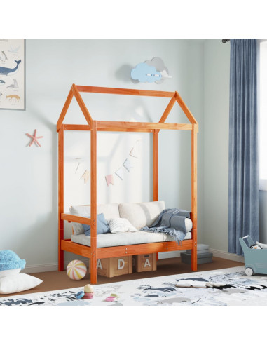 Panca con Tetto Marrone Cera 117,5x70x176,5 cm in Legno di Pino