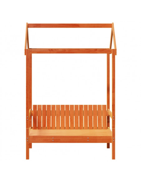 Panca con Tetto Marrone Cera 117,5x70x176,5 cm in Legno di Pino