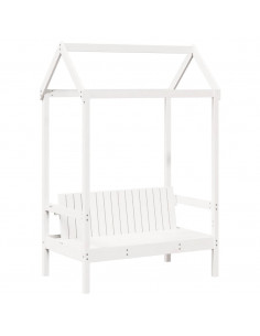 Panchina con Tetto Bianca 117,5x70x176,5 cm in Legno di Pino 2