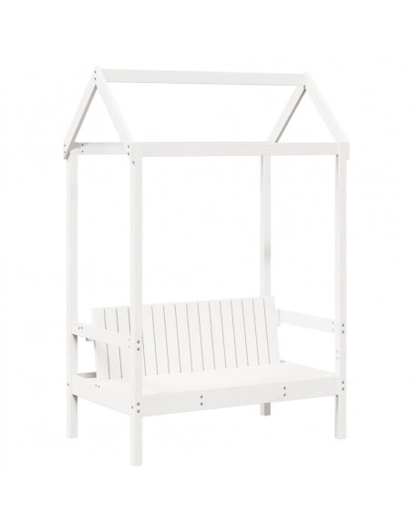 Panchina con Tetto Bianca 117,5x70x176,5 cm in Legno di Pino