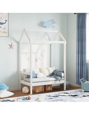 Panchina con Tetto Bianca 117,5x70x176,5 cm in Legno di Pino