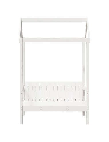 Panchina con Tetto Bianca 117,5x70x176,5 cm in Legno di Pino