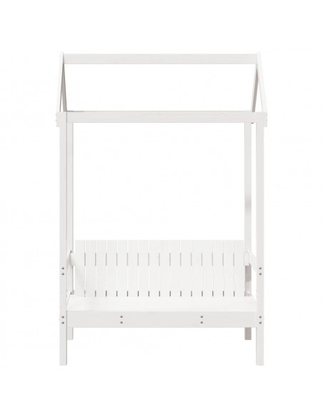 Panchina con Tetto Bianca 117,5x70x176,5 cm in Legno di Pino