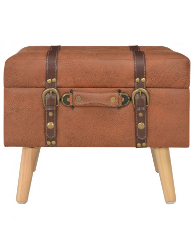 Sgabello con Contenitore 40 cm in Similpelle Tanno