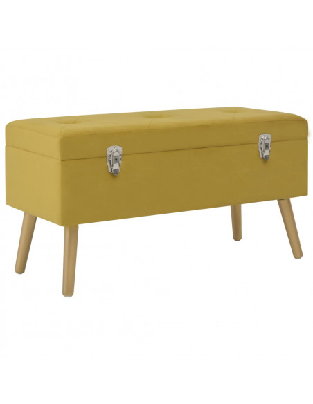 Panca con Vano Portaoggetti 80 cm Giallo Senape in Velluto