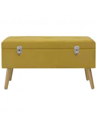 Panca con Vano Portaoggetti 80 cm Giallo Senape in Velluto