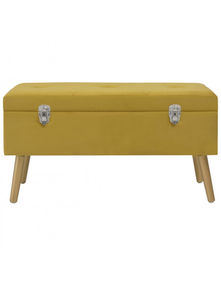 Panca con Vano Portaoggetti 80 cm Giallo Senape in Velluto