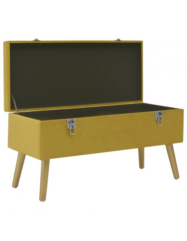 Panca con Vano Portaoggetti 80 cm Giallo Senape in Velluto