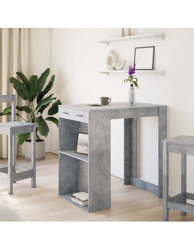 Tavolo da Bar Grigio Cemento 102x70x103,5 cm in Truciolato