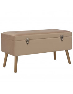 Panca con Vano Portaoggetti 80 cm Beige in Velluto 2