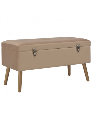 Panca con Vano Portaoggetti 80 cm Beige in Velluto