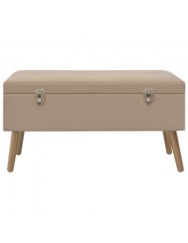 Panca con Vano Portaoggetti 80 cm Beige in Velluto