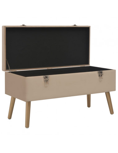 Panca con Vano Portaoggetti 80 cm Beige in Velluto
