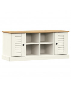 Panca Porta Scarpe Bianca VIGO 106x35x45 cm Legno Massello Pino 2