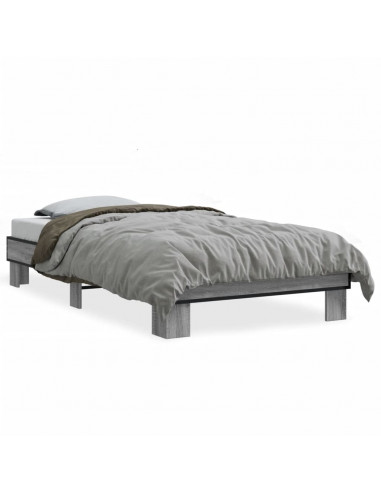 Giroletto Grigio Sonoma 90x200 cm Legno Multistrato e Metallo