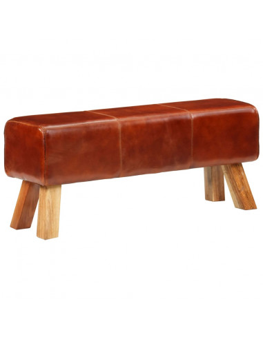 Panca Marrone 110 cm Vera Pelle Capra e Massello Mango