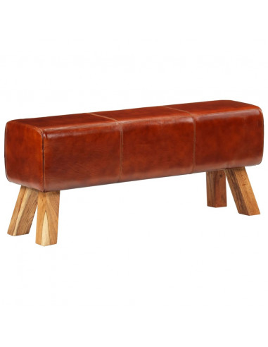 Panca Marrone 110 cm Vera Pelle Capra e Massello Mango
