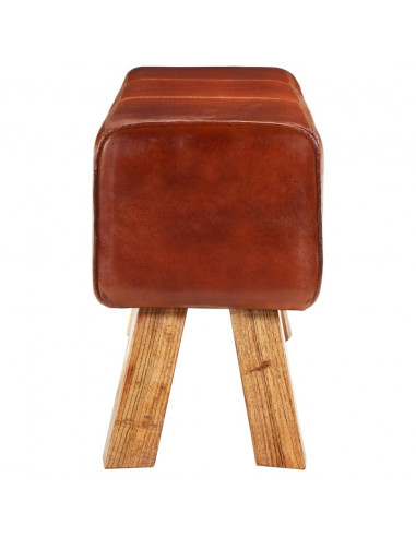 Panca Marrone 110 cm Vera Pelle Capra e Massello Mango