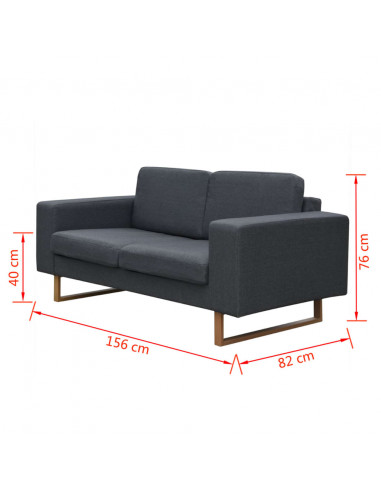 Divano a 2 Posti in Tessuto Grigio Scuro