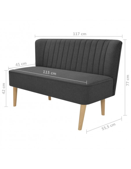 Divano in Stoffa 117x55,5x77 cm Grigio Scuro