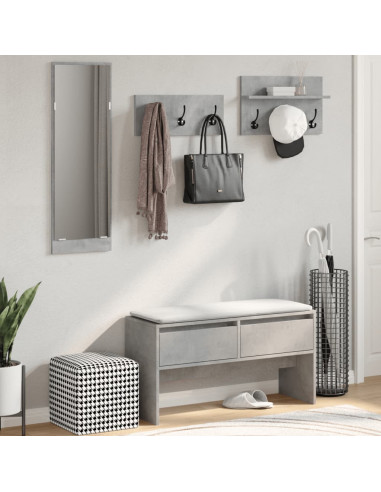 Set Mobili da Ingresso 4 pz Grigio Cemento in Legno Multistrato