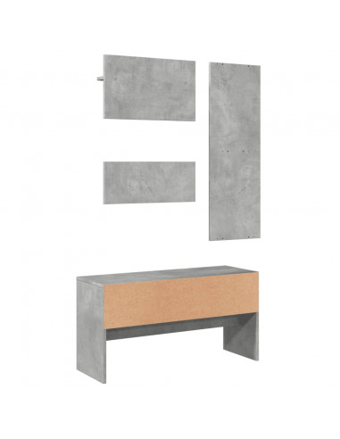 Set Mobili da Ingresso 4 pz Grigio Cemento in Legno Multistrato