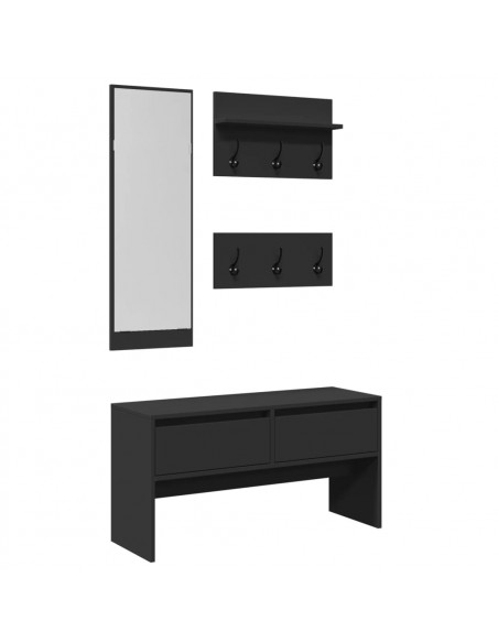 Set Mobili da Ingresso 4 pz Nero in Legno Multistrato