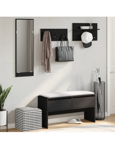 Set Mobili da Ingresso 4 pz Nero in Legno Multistrato