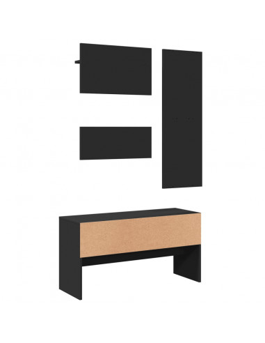 Set Mobili da Ingresso 4 pz Nero in Legno Multistrato