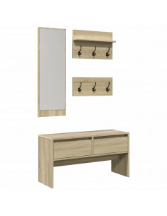 Set Mobili da Ingresso 4 pz Rovere Sonoma in Legno Multistrato 2