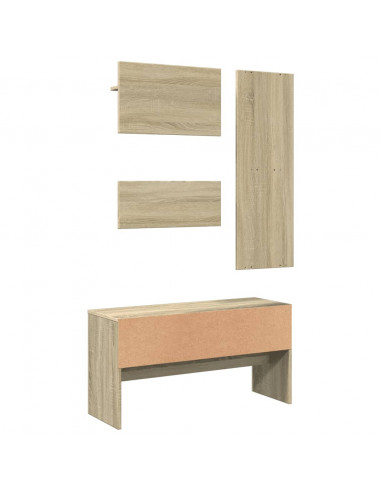 Set Mobili da Ingresso 4 pz Rovere Sonoma in Legno Multistrato
