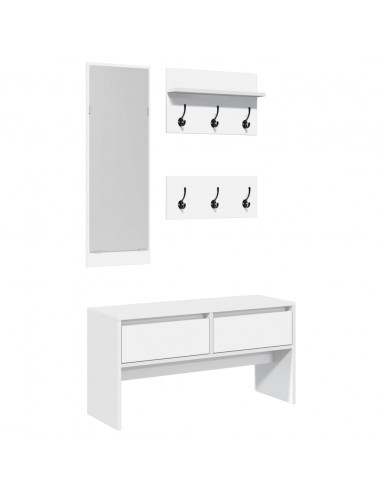 Set Mobili da Ingresso 4 pz Bianco in Legno Multistrato