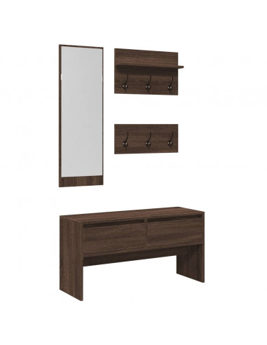 Set Mobili da Ingresso 4 pz Rovere Marrone in Legno Multistrato