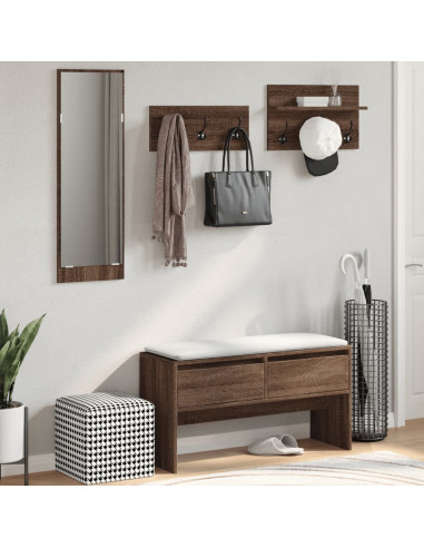 Set Mobili da Ingresso 4 pz Rovere Marrone in Legno Multistrato