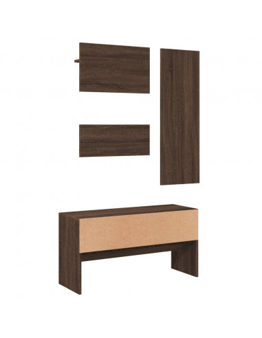 Set Mobili da Ingresso 4 pz Rovere Marrone in Legno Multistrato