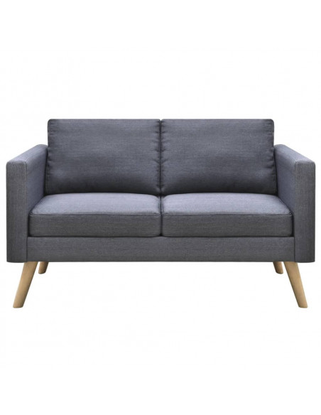 Set Divani a 2 e a 3 Posti in Tessuto Grigio Scuro