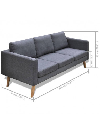 Set Divani a 2 e a 3 Posti in Tessuto Grigio Scuro