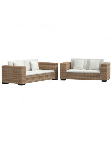 Set Divani a 2 e 3 Posti in Vero Rattan