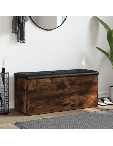 Panca Portaoggetti Rovere Fumo 102x42x45 cm Legno Multistrato