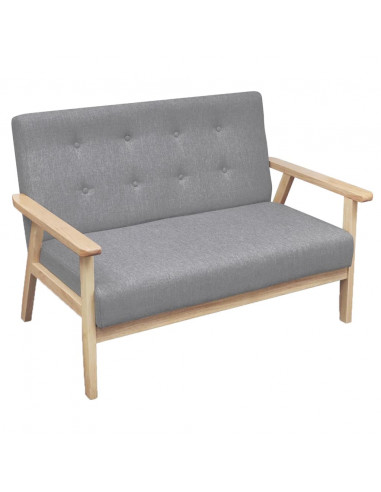 Set di Divani 2 pz in Tessuto Grigio Chiaro