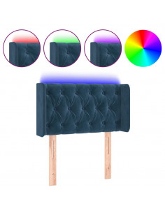 Testiera a LED Blu Scuro 83x16x78/88 cm in Velluto 2