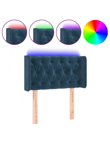 Testiera a LED Blu Scuro 83x16x78/88 cm in Velluto