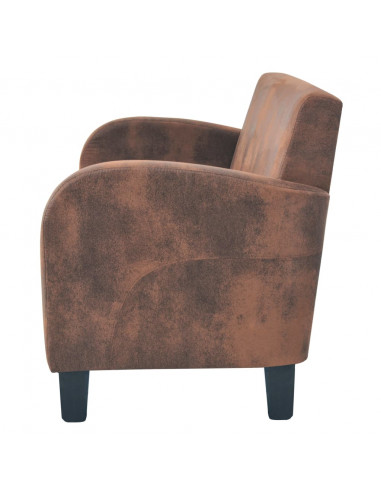 Set Divani 2 pz in Camoscio Artificiale Marrone