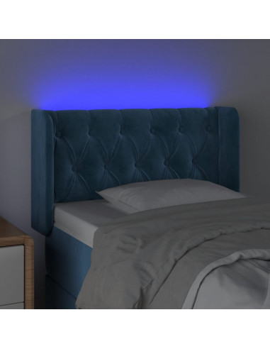 Testiera a LED Blu Scuro 83x16x78/88 cm in Velluto