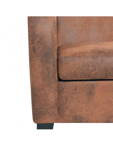 Set Divani 2 pz in Camoscio Artificiale Marrone