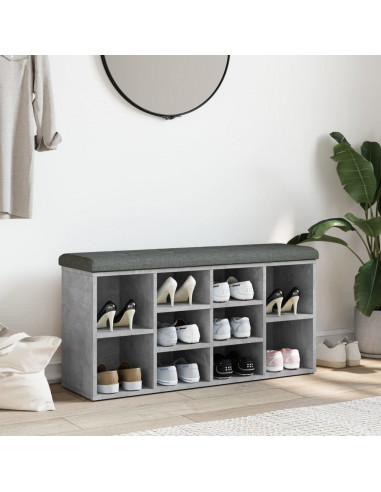 Panca Porta Scarpe Grigio Cemento 102x32x50cm Legno Multistrato