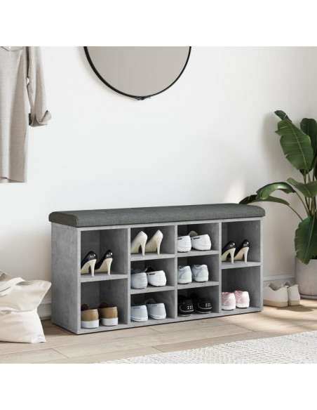 Panca Porta Scarpe Grigio Cemento 102x32x50cm Legno Multistrato