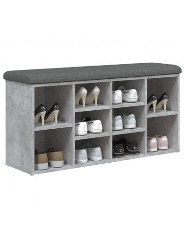 Panca Porta Scarpe Grigio Cemento 102x32x50cm Legno Multistrato
