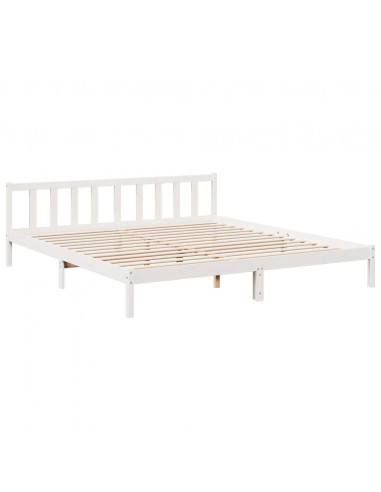 Letto Extra Lungo senza Materasso Bianco 180x220 cm in Pino