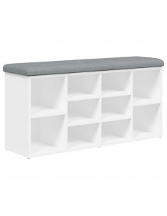 Panca Porta Scarpe Bianca 102x32x50 cm in Legno Multistrato 2